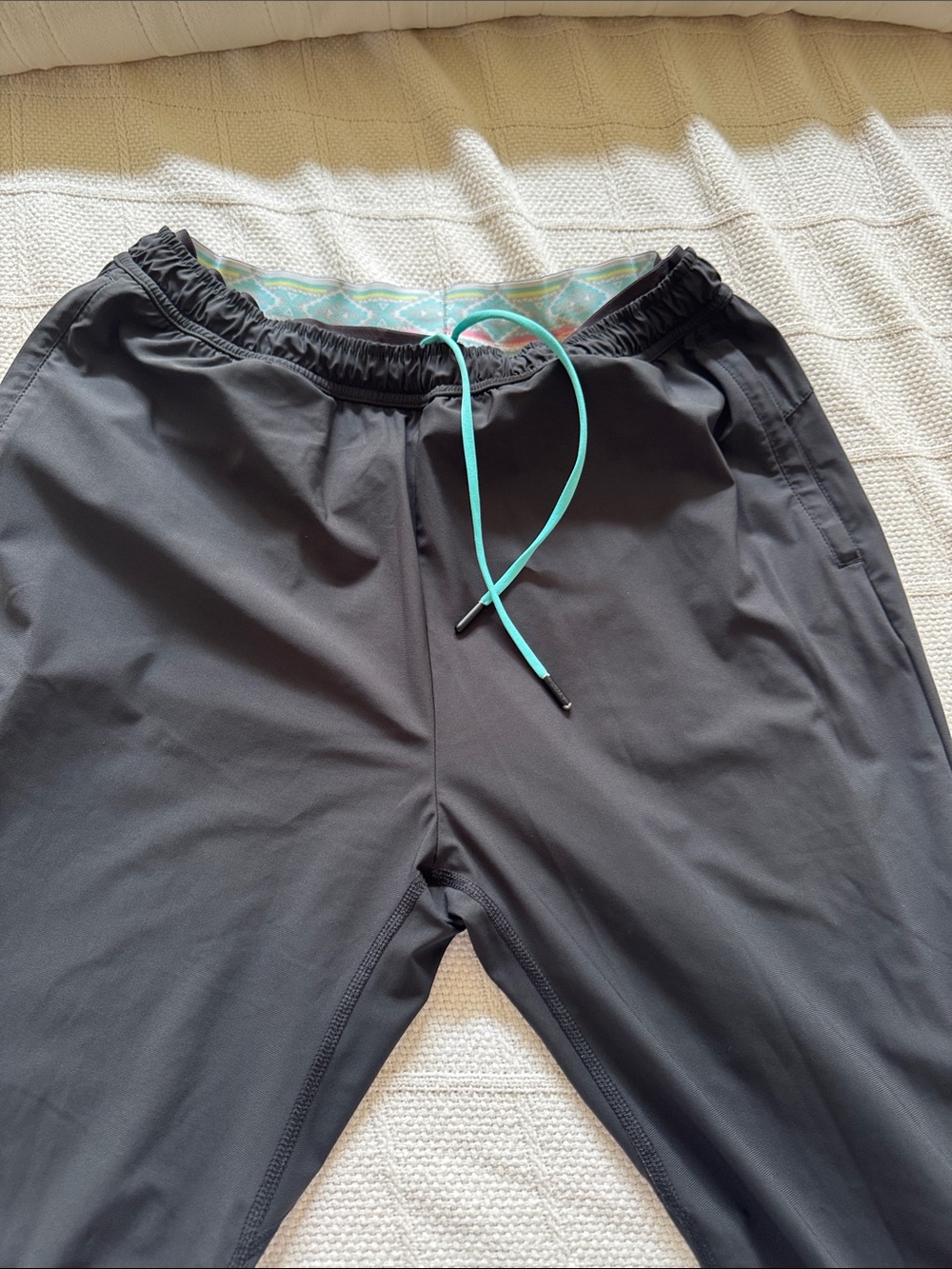 chubbies Black Joggers with Teal Drawstring